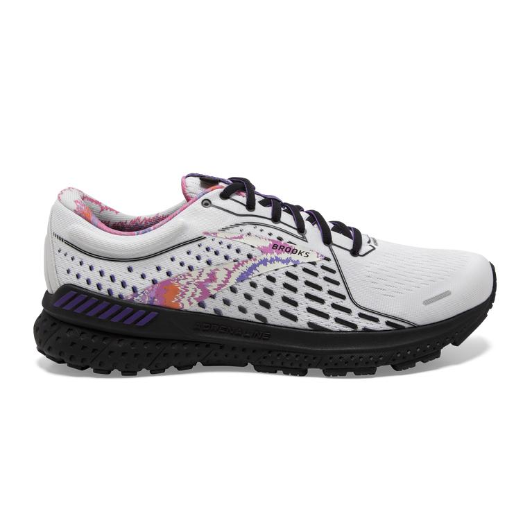 Brooks Adrenaline GTS 21 Road Running Shoes - Men's - White/Black/Ultra Violet (24938-NIVO)